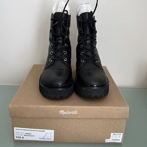 Madewell Lace-up Lugsole Boots in Leather Size 8